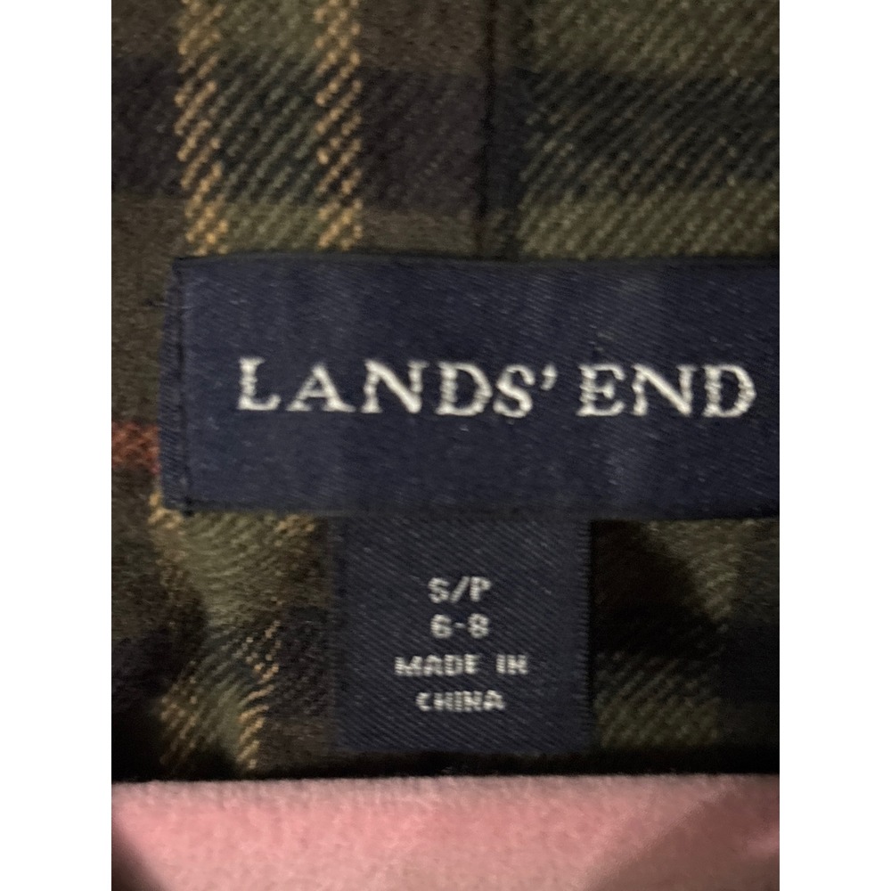 Lands' End Women's Olive Green Canvas Barn Jacket Corduroy Collar Plaid Lined Sm - Picture 8 of 8